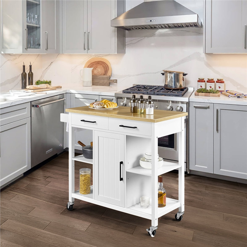 Evant Solid Wood Top Kitchen Island
